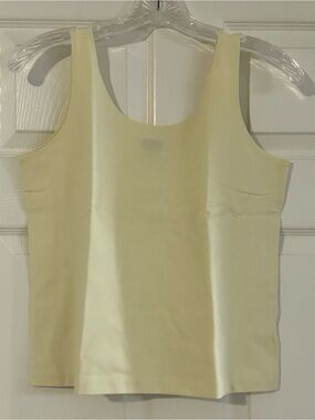 Leggiadro Vintage Pastel Yellow Cotton Lycra Blend Tank Top XL